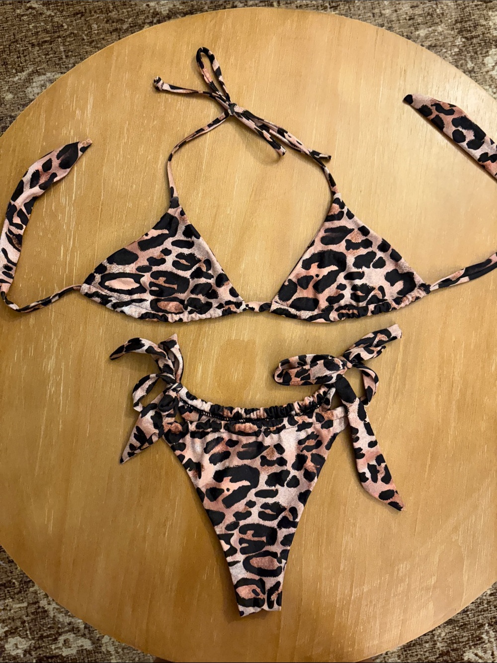 Leopard Print Tie-Side Bikini Set